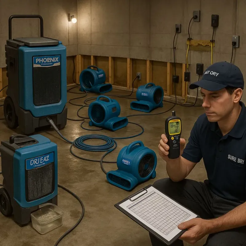 Structural Drying and Dehumidification process in Hallowell, ME
